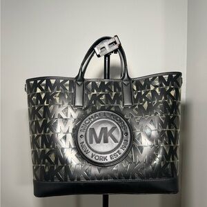 Michael Kors Black and Gray MK Logo Tote